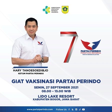 Catat! Sambut HUT ke-7, Ini 7 Titik Sentra Vaksinasi Gratis Partai Perindo