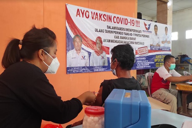DPW Partai Perindo Babel Gelar Vaksinasi Massal, Masyarakat Sambut Antusias