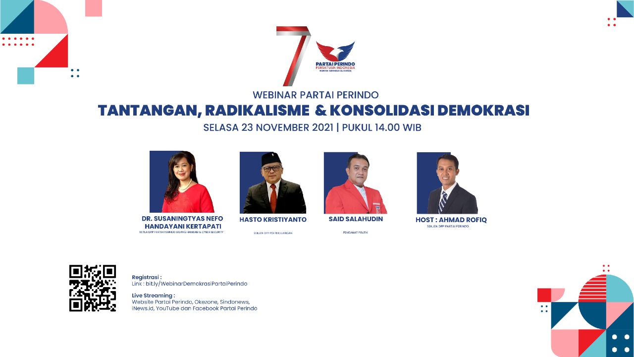 Sekjen PDIP & Sekjen Partai Perindo Bakal Bahas Tantangan, Radikalisme & Konsolidasi Demokrasi, Daftar di Sini!
