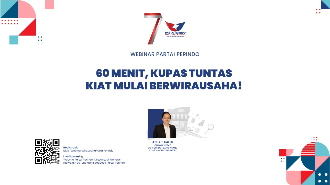 Besok! Partai Perindo Gelar Webinar Gratis Jurus Awali Bisnis, Cek Link Registrasinya di Sini!
