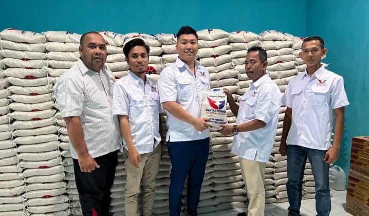 Jelang Natura, Partai Perindo Langkat Sebar Beras kepada Warga Tak Mampu
