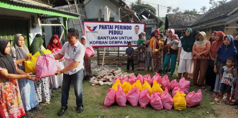 Sebar Sembako di Banten, Partai Perindo Konsisten Bantu Korban Bencana