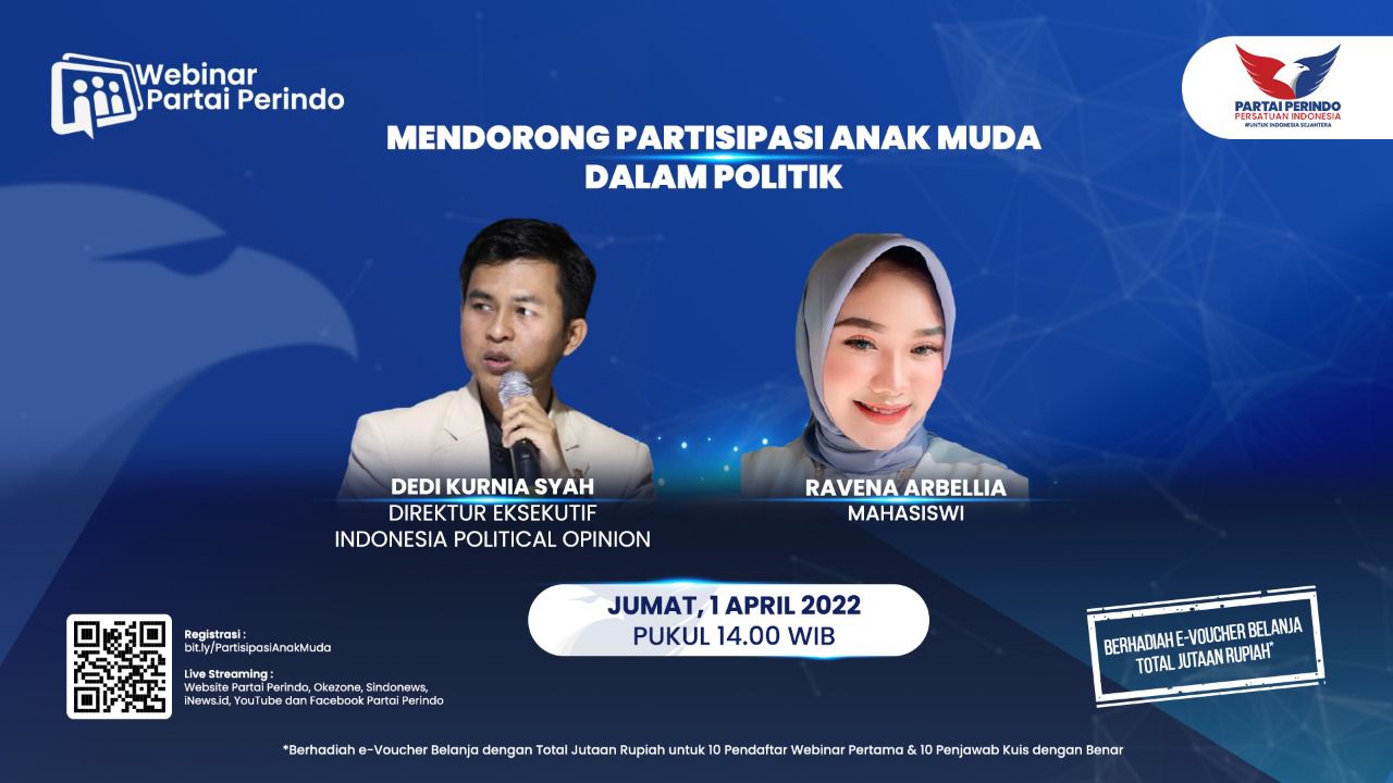 Jumat Ini, Partai Perindo Gelar Webinar Dorong Partisipasi Politik Anak Muda, Daftar di Sini!