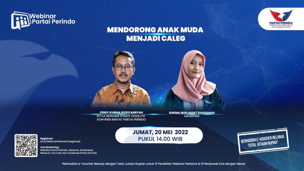 Catat & Simak! Jumat Ini Webinar Partai Perindo Buka-bukaan Soal Anak Muda Menjadi Caleg