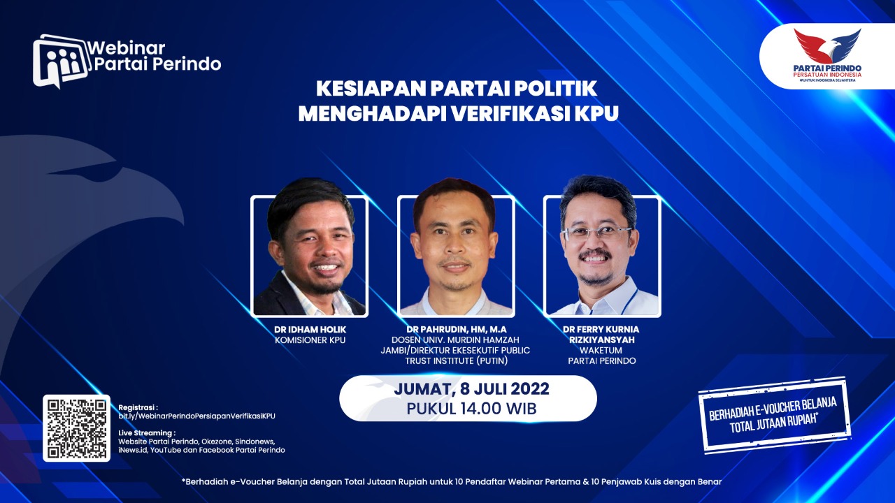 Catat dan Simak Webinar Partai Perindo Besok Bahas Kesiapan Partai Politik Menghadapi Verfikasi KPU