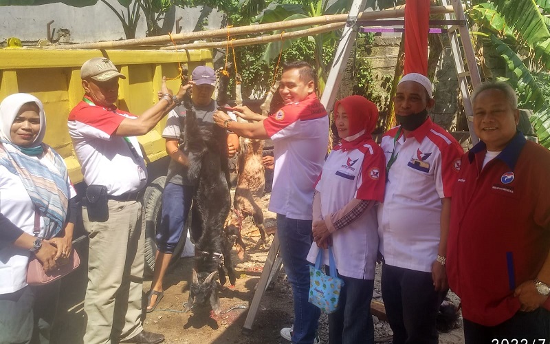 Partai Perindo Jakut Rayakan Idul Adha Bersama Warga, Bagikan Daging Kurban ke Sekitar Sekretariat