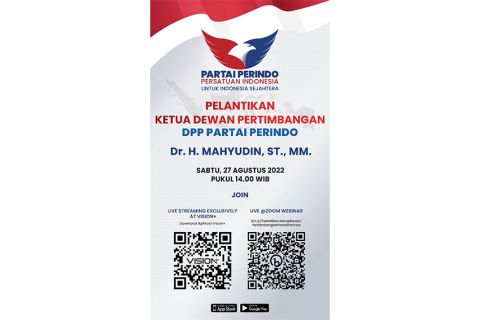 Besok, Mahyudin Dilantik sebagai Ketua Dewan Pertimbangan DPP Partai Perindo