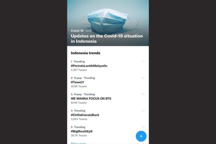 Tagar Partai Perindo Lantik Mahyudin Trending Topic di Twitter 