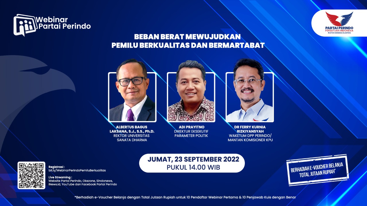 Besok, Webinar Partai Perindo Kulik Habis soal Beban Berat Mewujudkan Pemilu Berkualitas dan Bermartabat