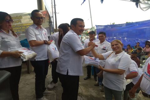 Syukuran Juara KTA Online Terbanyak, DPC Partai Perindo Sunggal Bagikan 500 Karung Beras