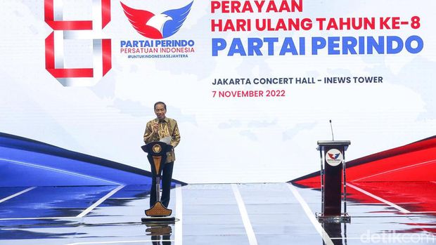 Cerita Jokowi Menang Pilpres di HUT ke-8 Partai Perindo dan Jatah Prabowo Setelah Ini