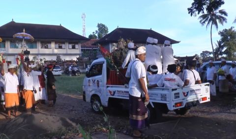 Komitmen Lestarikan Adat dan Budaya Bali, Mobil Ngayah Partai Perindo Ikut Upacara Dewa Yadnya
