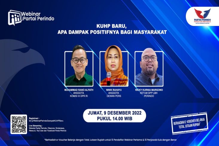 Polemik KUHP Baru dan Apa Dampaknya Bagi Masyarakat? Simak Pembahasannya di Webinar Partai Perindo Besok