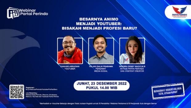 YouTuber, Profesi Mengiurkan atau Bikin Tekor? Simak Pembahasannya di Webinar Partai Perindo Besok