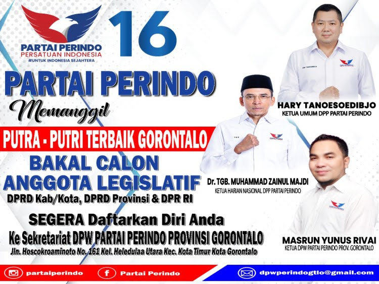 Buka Pendaftaran Bacaleg, Partai Perindo Gorontalo Siap Beri Kejutan di Pemilu 2024
