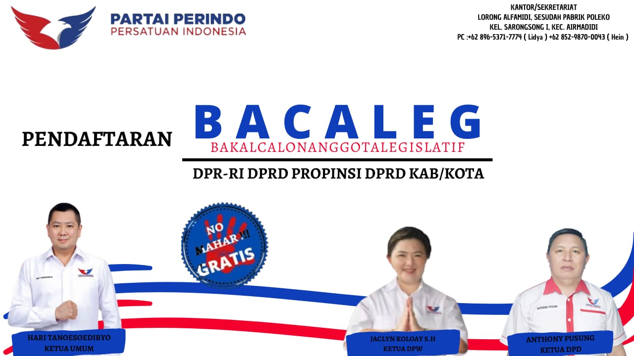 Segera Meluncur! Partai Perindo Minut Buka Pendaftaran Bacaleg: Gratis, Tanpa Mahar