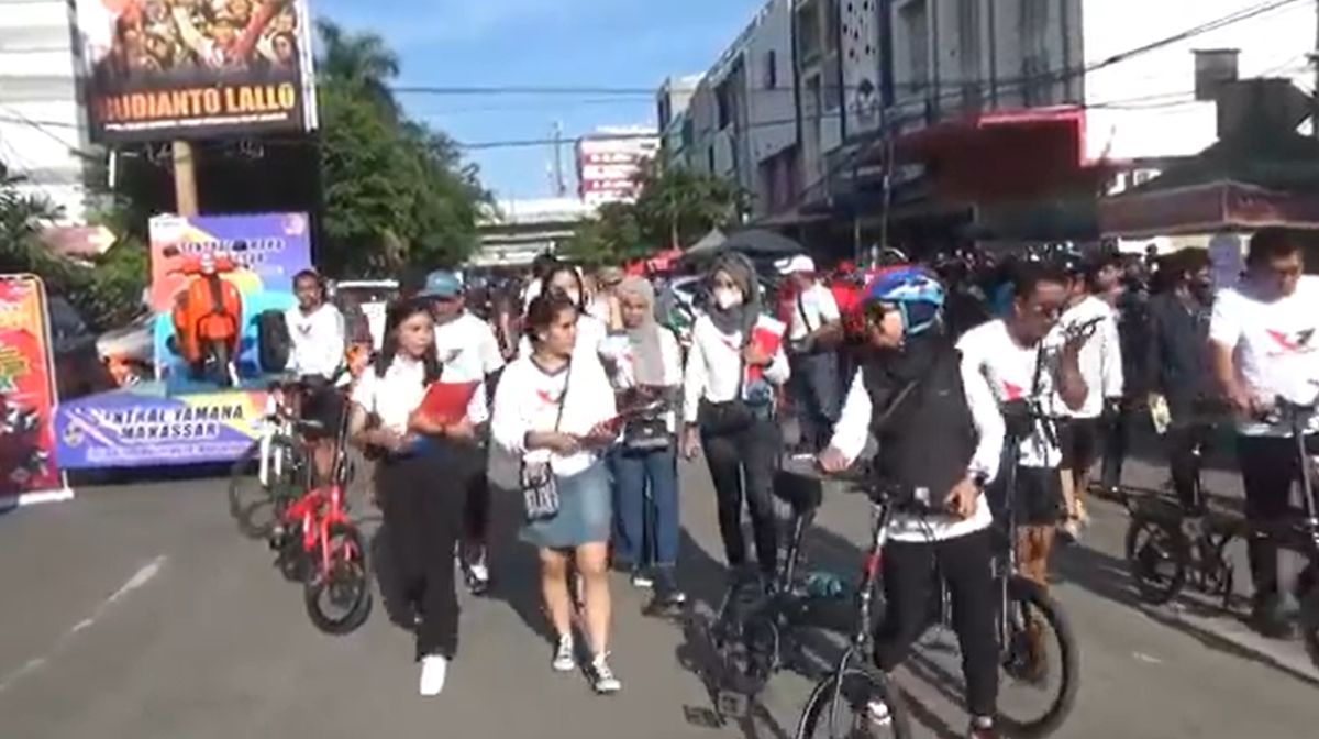 Gowes Bareng Bacaleg, DPW Partai Perindo Sulsel Sosialisasikan Pemilu 2024