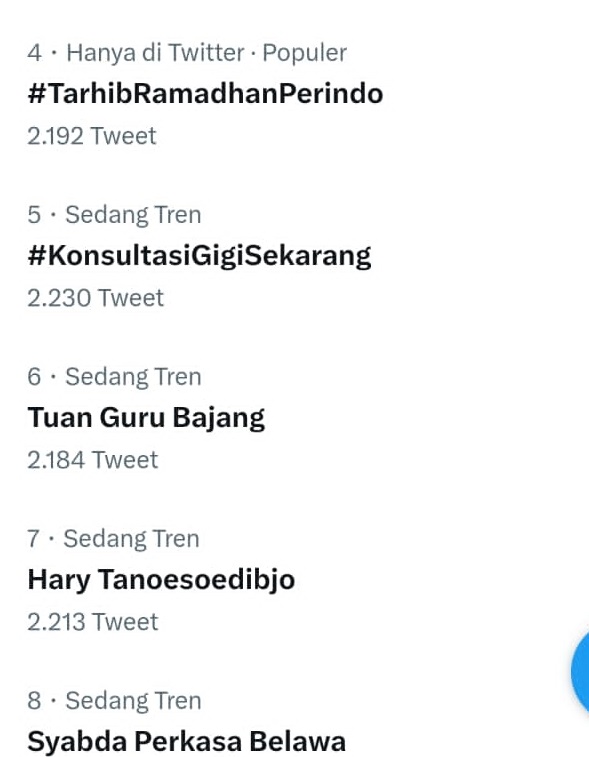 Tagar #TarhibRamadhanPerindo, Tuan Guru Bajang, dan Hary Tanoesoedibjo Trending di Twitter