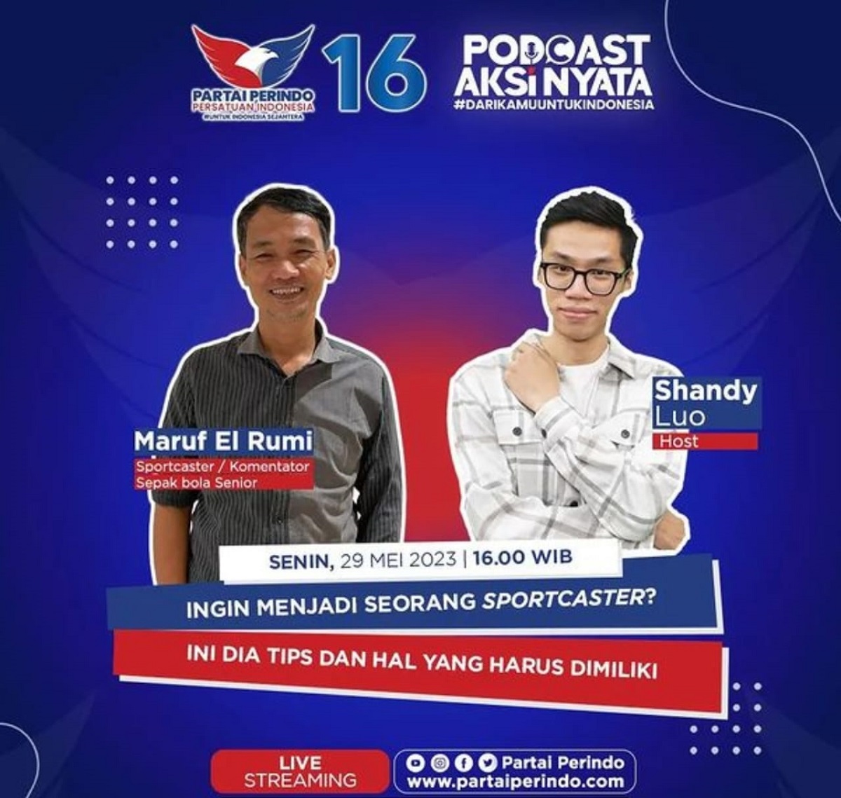 Simak Tips Jadi Sportcaster di Podcast Aksi Nyata Hari ini Pukul 16.00 WIB