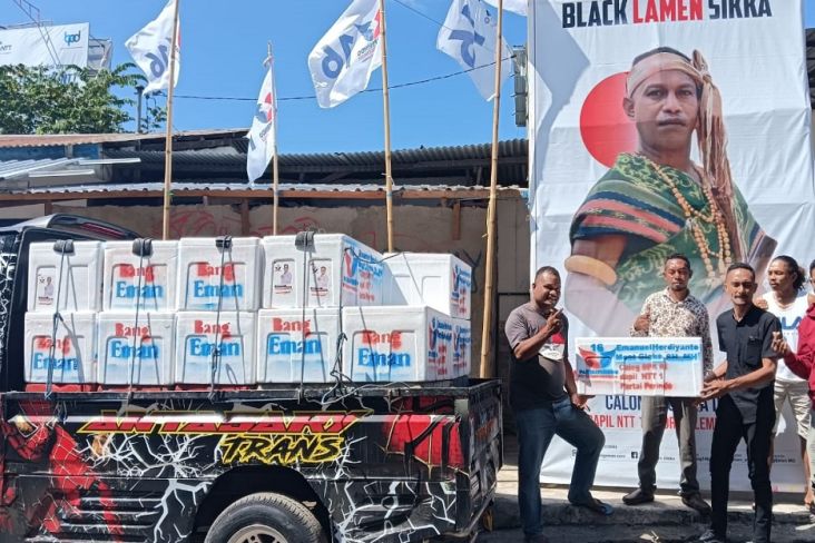 Peduli UMKM, Caleg Partai Perindo NTT Emanuel Herdiyanto Salurkan Bantuan Boks Ikan 