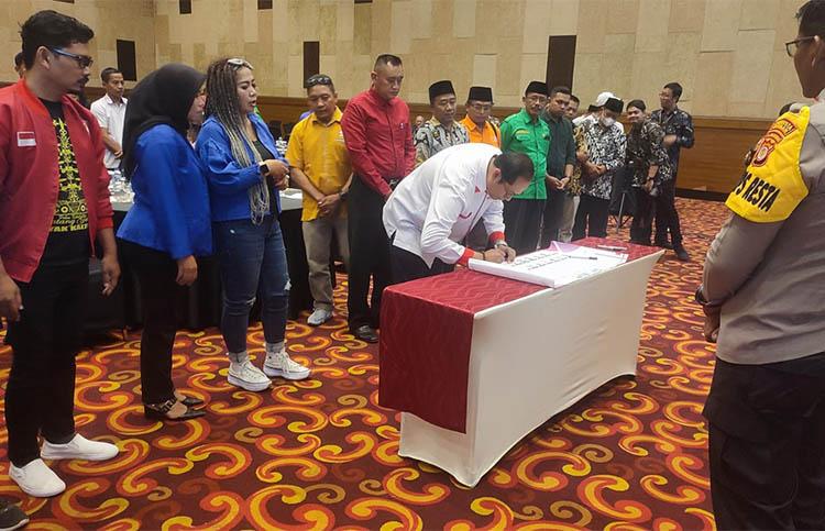 Deklarasi Pemilu Damai, Partai Perindo Sleman Janji Tak Konvoi Kendaraan saat Kampanye 