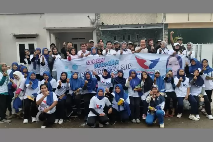 Momen Caleg Partai Perindo Rini Soraya Senam Sehat Bersama Emak-emak di Serang Banten 