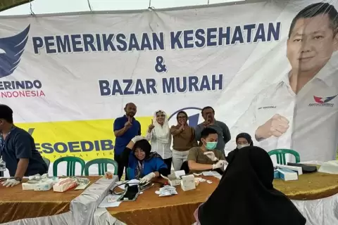 Gelar Bazar Sembako Murah di Tangerang, Caleg Partai Perindo: Ringankan Beban Masyarakat 