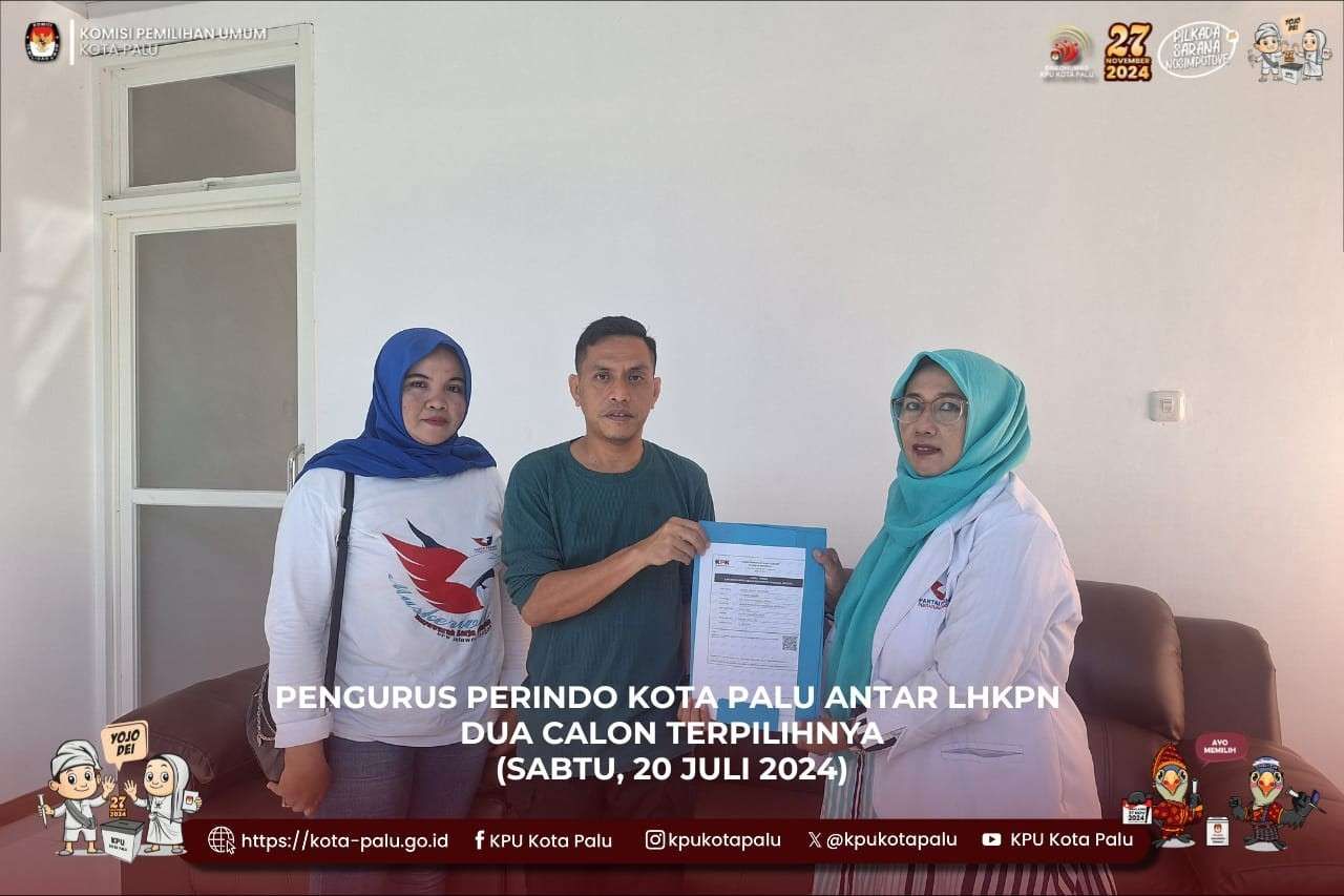 Pengurus Partai Perindo Kota Palu Datangi KPU Laporkan LHKPN  Dua Anggota Legislatif Terpilih