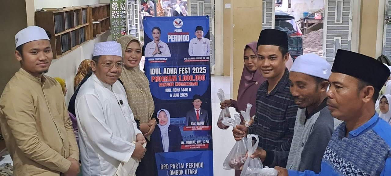 Semarakkan Program 1.000.000 Kantong Kebahagiaan, Partai Perindo Lombok Utara Serahkan 7 Ekor Sapi Kurban