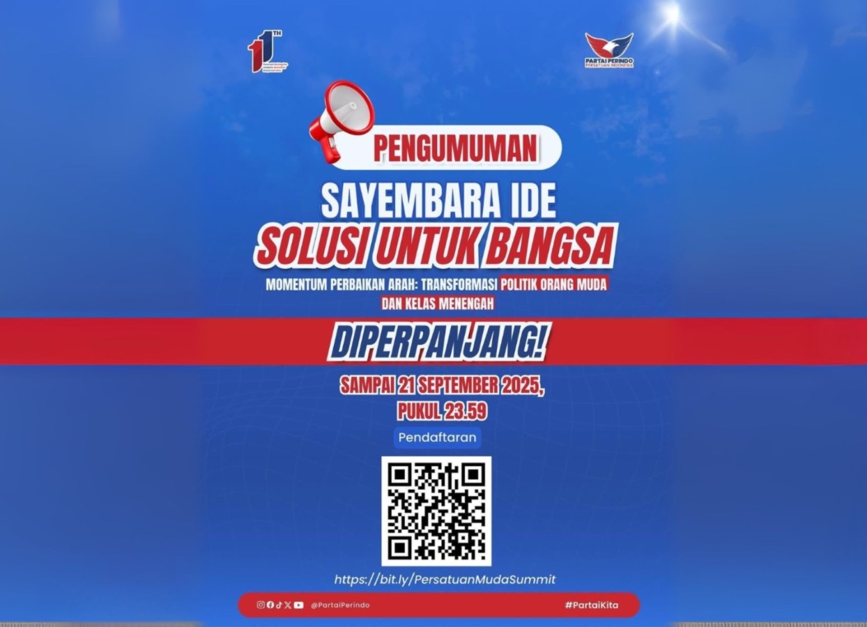 Diperpanjang! Sayembara Ide "Solusi untuk Bangsa" Partai Perindo Ajak Anak Muda Suarakan Gagasan Jawab Persoalan Bangsa